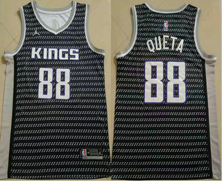 Men's Sacramento Kings #88 Neemias Queta Black 2021 Jordan Swingman Stitched Jersey With Sponsor Logo