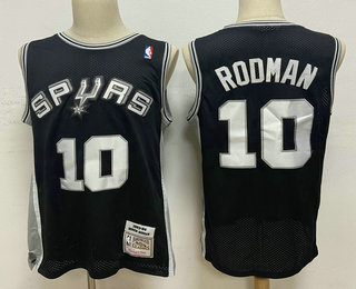 Men's San Antonio Spurs #10 Dennis Rodman Black Hardwood Classics Soul Swingman Throwback Jersey