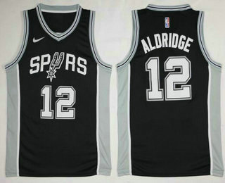 Men's San Antonio Spurs #12 LaMarcus Aldridge Black 2017-2018 Nike Icon Edition Swingman Jersey