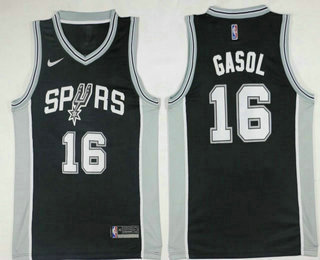 Men's San Antonio Spurs #16 Pau Gasol Black 2017-2018 Nike Icon Edition Swingman Jersey