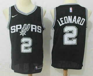 Men's San Antonio Spurs #2 Kawhi Leonard Black 2017-2018 Nike Swingman Stitched NBA Jersey