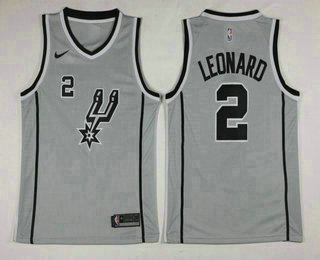 Men's San Antonio Spurs #2 Kawhi Leonard Grey 2017-2018 Nike Icon Edition Swingman Jersey