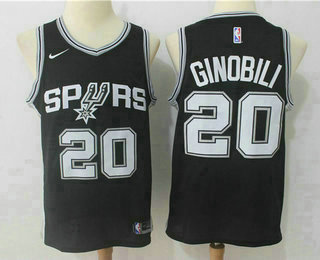 Men's San Antonio Spurs #20 Manu Ginobili Black 2017-2018 Nike Swingman Stitched NBA Jersey