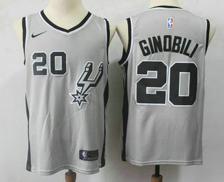 Men's San Antonio Spurs #20 Manu Ginobili Gray 2017-2018 Nike Swingman Stitched NBA Jersey