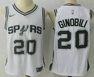 Men's San Antonio Spurs #20 Manu Ginobili White 2017-2018 Nike Swingman Stitched NBA Jersey