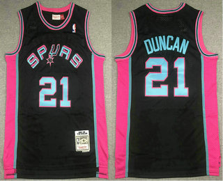 Men's San Antonio Spurs #21 Tim Duncan Black 1998-99 Hardwood Classics Soul Swingman Throwback Jersey