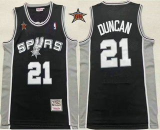 Men's San Antonio Spurs #21 Tim Duncan Black 1998 All Star Hardwood Classics Swingman Throwback Jersey