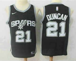 Men's San Antonio Spurs #21 Tim Duncan Black 2017-2018 Nike Swingman Stitched NBA Jersey