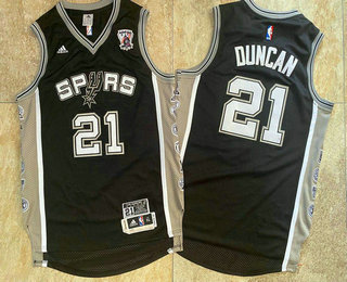 Men's San Antonio Spurs #21 Tim Duncan Black Retired Commemorative Stitched NBA AU Basketball Jersey