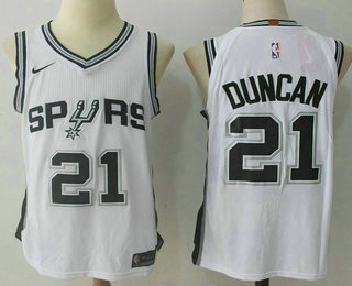 Men's San Antonio Spurs #21 Tim Duncan White 2017-2018 Nike Swingman Stitched NBA Jersey