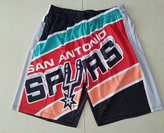 Men's San Antonio Spurs Black Big Face Mitchell Ness Hardwood Classics Soul Swingman Throwback Shorts