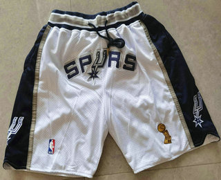 Men's San Antonio Spurs White Champions Patch Just Don Shorts Swingman Shorts