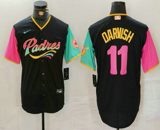 Men's San Diego Padres #11 Yu Darvish Black Fashion Baseball Jersey