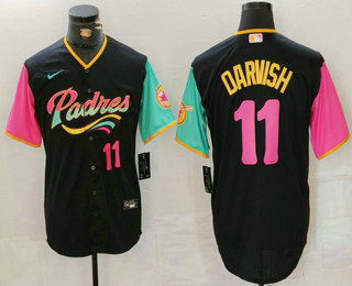 Men's San Diego Padres #11 Yu Darvish Black Player Number Fashion Baseball Jersey