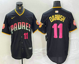 Men's San Diego Padres #11 Yu Darvish Number Black 20th Anniversary Black 20th Anniversary Limited Stitched Jersey
