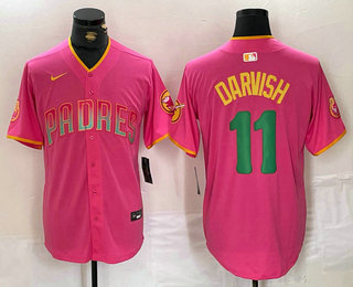 Men's San Diego Padres #11 Yu Darvish Pink Fashion Baseball Jersey