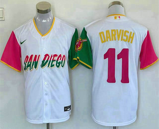 Men's San Diego Padres #11 Yu Darvish White 2022 City Connect Cool Base Stitched Jersey