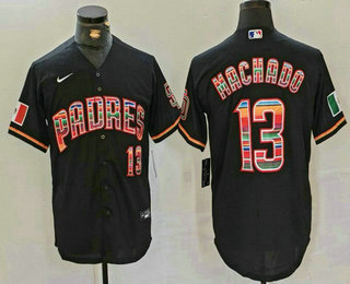 Men's San Diego Padres #13 Manny Machado Black Mexico Cool Base Stitched Jersey