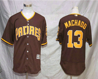 Men's San Diego Padres #13 Manny Machado Brown Alternate Stitched MLB Flex Base Jersey