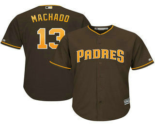 Men's San Diego Padres #13 Manny Machado Brown Cool Base Player Jersey