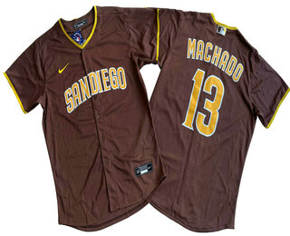 Men's San Diego Padres #13 Manny Machado Brown Stitched Cool Base Jersey