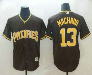 Men's San Diego Padres #13 Manny Machado Brown Stitched MLB Cool Base Jersey