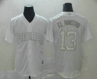 Men's San Diego Padres #13 Manny Machado El Ministro White 2019 Players' Weekend Stitched Nickname Jersey