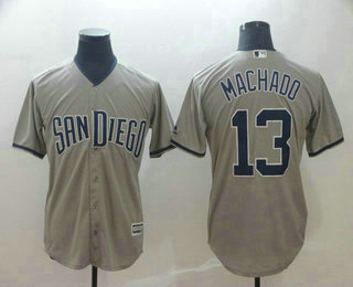 Men's San Diego Padres #13 Manny Machado Grey New Stitched MLB Cool Base Jersey
