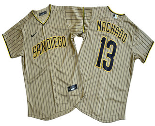 Men's San Diego Padres #13 Manny Machado Khaki Stitched Cool Base Jersey