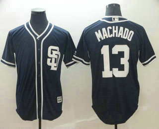 Men's San Diego Padres #13 Manny Machado Navy Blue Alternate Stitched MLB Cool Base Jersey