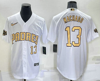 Men's San Diego Padres #13 Manny Machado Number White 2022 All Star Stitched Cool Base Nike Jersey