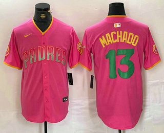 Men's San Diego Padres #13 Manny Machado Pink Fashion Baseball Jersey