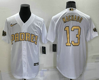 Men's San Diego Padres #13 Manny Machado White 2022 All Star Stitched Cool Base Nike Jersey