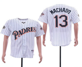 Men's San Diego Padres #13 Manny Machado White 50th Anniversary Stitched Turn Back The Clock Jersey