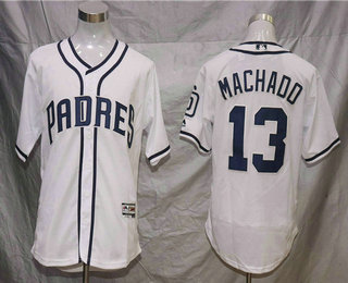 Men's San Diego Padres #13 Manny Machado White Home Stitched Flex Base Jersey