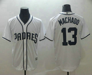 Men's San Diego Padres #13 Manny Machado White Home Stitched MLB Cool Base Jersey