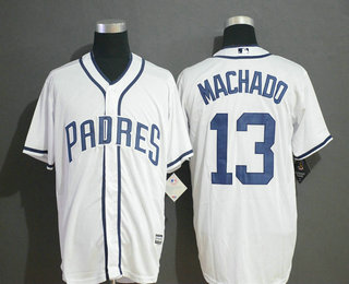 Men's San Diego Padres #13 Manny Machado White Home Stitched MLB Cool Base Jersey