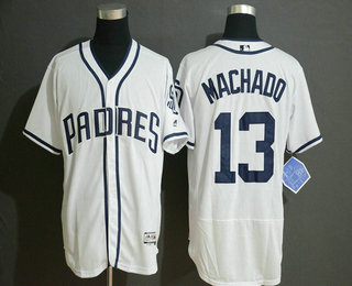 Men's San Diego Padres #13 Manny Machado White Stitched Flex Base Jersey