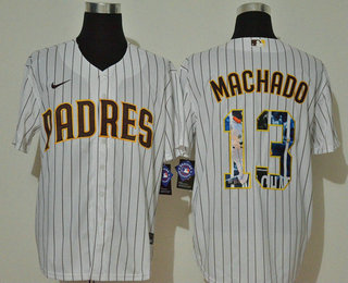 Men's San Diego Padres #13 Manny Machado White Stitched MLB Cool Base Nike Fashion Jersey