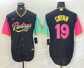 Men's San Diego Padres #19 Tony Gwynn Black Fashion Baseball Jersey
