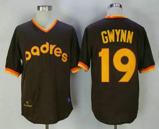 Men's San Diego Padres #19 Tony Gwynn Brown Pullover 1982 Cooperstown Collection Stitched MLB Throwback Jersey