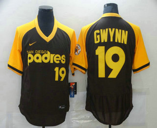 Men's San Diego Padres #19 Tony Gwynn Brown Pullover Cooperstown Collection Stitched MLB Throwback Nike Jersey