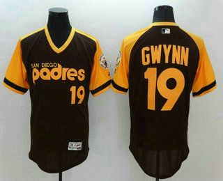 Men's San Diego Padres #19 Tony Gwynn Brown Retro 2016 Flexbase Majestic Baseball Jersey