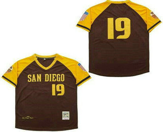 Men's San Diego Padres #19 Tony Gwynn Brown Tigers 1946 Throwback Jersey