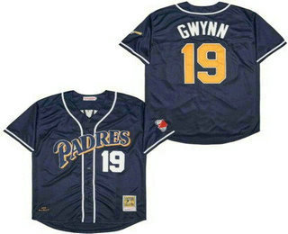 Men's San Diego Padres #19 Tony Gwynn Navy 1998 Throwback Jersey