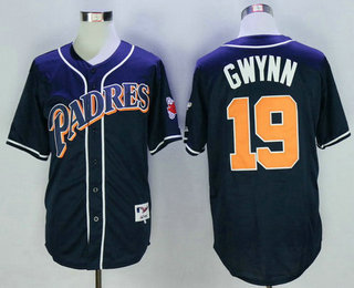 Men's San Diego Padres #19 Tony Gwynn Retired Navy Blue 1998 Turn Back The Clock Jersey