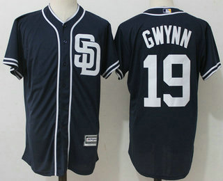 Men's San Diego Padres #19 Tony Gwynn Retired Navy Blue Stitched MLB Majestic Cool Base Jersey