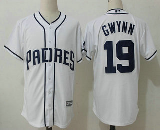 Men's San Diego Padres #19 Tony Gwynn Retired White Home Stitched MLB 2017 Majestic Cool Base Jersey