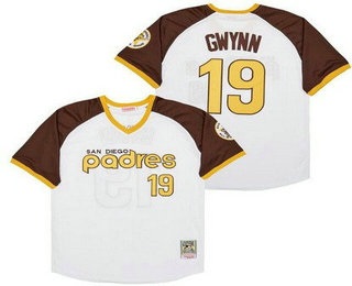 Men's San Diego Padres #19 Tony Gwynn White 1978 Throwback Jersey