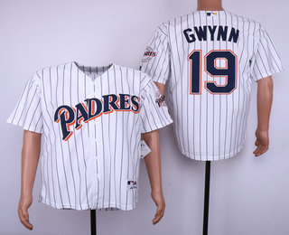 Men's San Diego Padres #19 Tony Gwynn White 1991 Turn Back The Clock Jersey